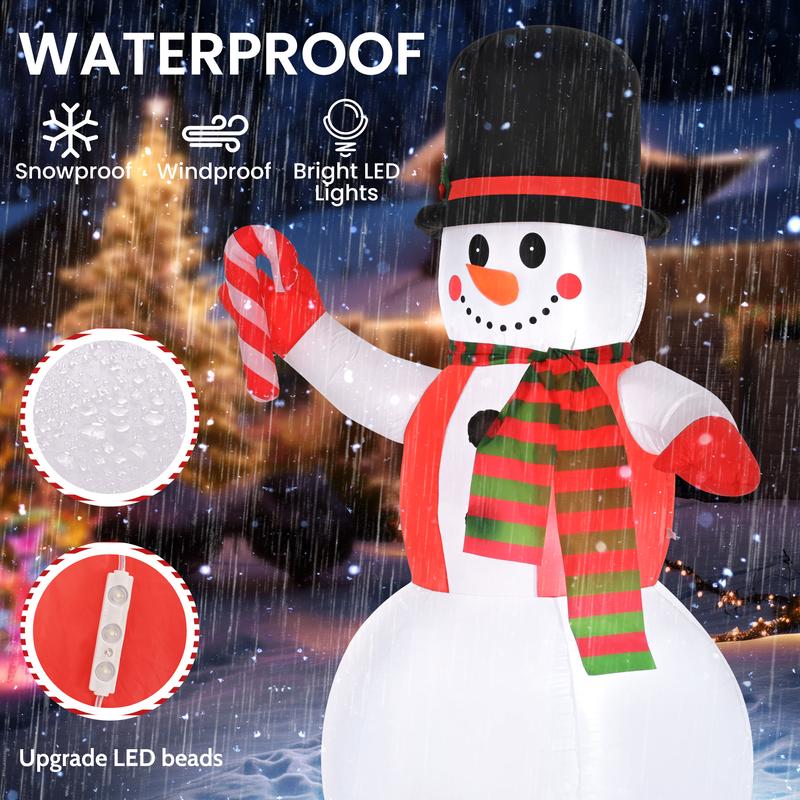 8 FT Snowman Christmas Inflatable – Blow-Up Snowman with Hat, LED Lights for Lawn & Garden Decorations