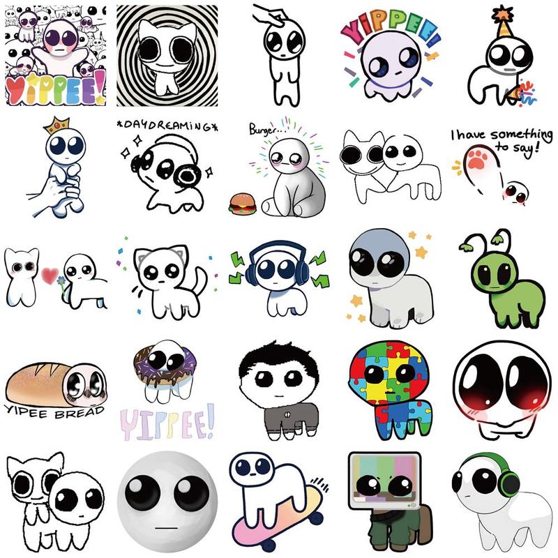 Cartoon TBH Creature Pattern Sticker, 50pcs set Cute Self Adhesive Decorative Stickers, DIY Decals for Water Bottle, Laptop, Phone Case, Scrapbooking