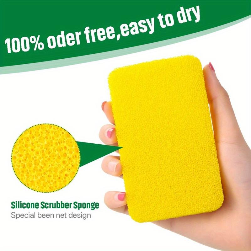 10Pcs Silicone Multi-Purpose Scrub Sponges Scratch-Free Kitchen Bathroom Cleaning Sponges Odor Resistant Cleaning Scrubbers for Home Glass Surfaces Household Dishwashing Tools