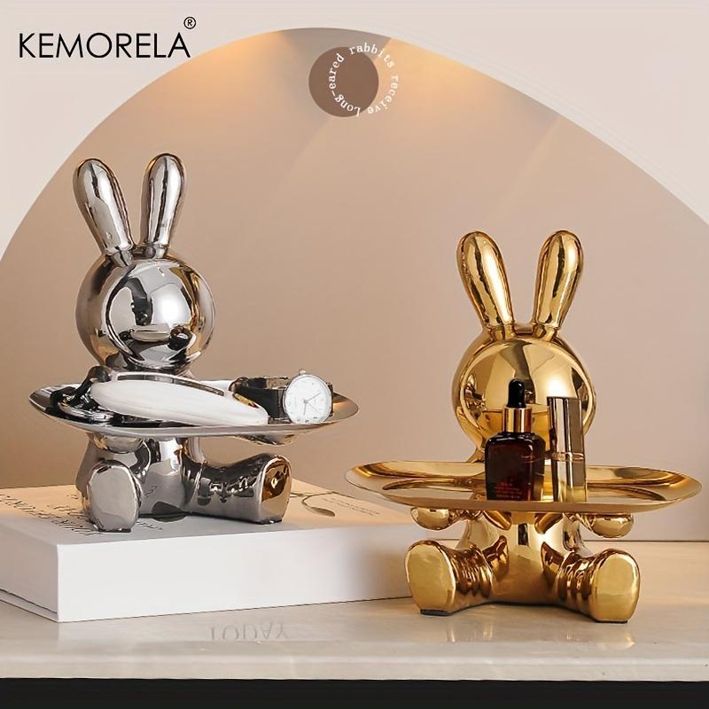 Rabbit Design Key Storage Ornament, 1 Count Ceramic Material Small Item Storage, Home Decor for Living Room & Wine Cabinet Decoration