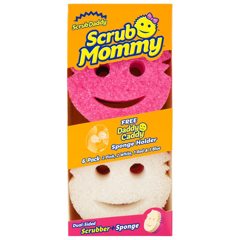 Scrub Mommy Dual Sided Sponges 6 Count with Free Daddy Caddy Sponge Holder