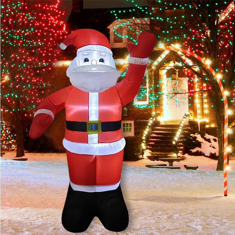 Inflatable Santa Claus Decoration, 1 Count Outdoor Garden Decoration with LED Light, Christmas Party Gift, Festive & Party Supplies