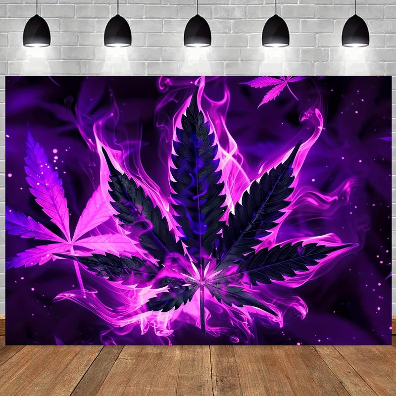 Purple Leaf Fluorescent Tapestry-Fluorescent Polyester Office Decorations for Bedroom, Living Room, Wall Hanging Decoration and Party Atmosphere