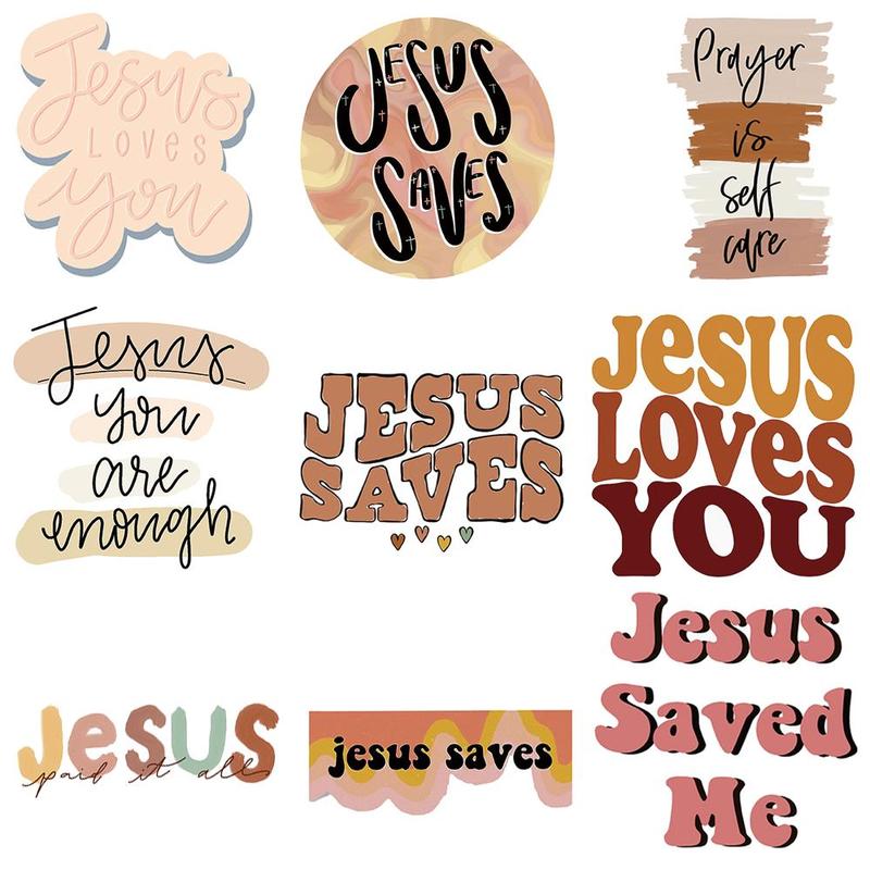 Boho Style Jesus Series Graffiti Sticker, 50pcs set Waterproof Decorative Sticker, DIY Creative Decal for Phone Case, Laptop, Notebook, Helmet