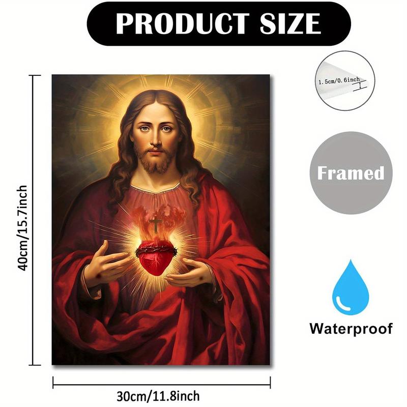 Jesus Wooden Framed Canvas Art - Divine Mercy Religious Wall Decor for Living Room, Home, Anniversary, Birthday - Waterproof Canvas  rimless