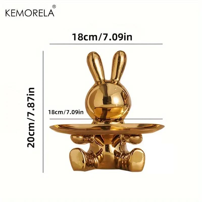 Rabbit Design Key Storage Ornament, 1 Count Ceramic Material Small Item Storage, Home Decor for Living Room & Wine Cabinet Decoration