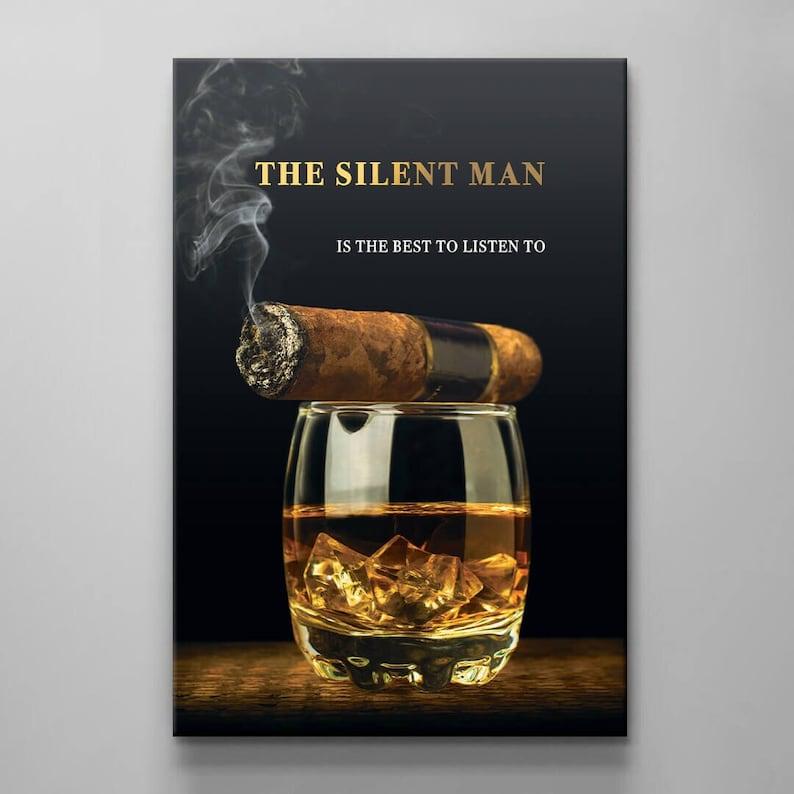 Real Men's Wall Art, Cigar Poster With Actions Over Words Theme, The True Man Gift For Him, Motivational And Inspirational Wall Art For Authentic Living