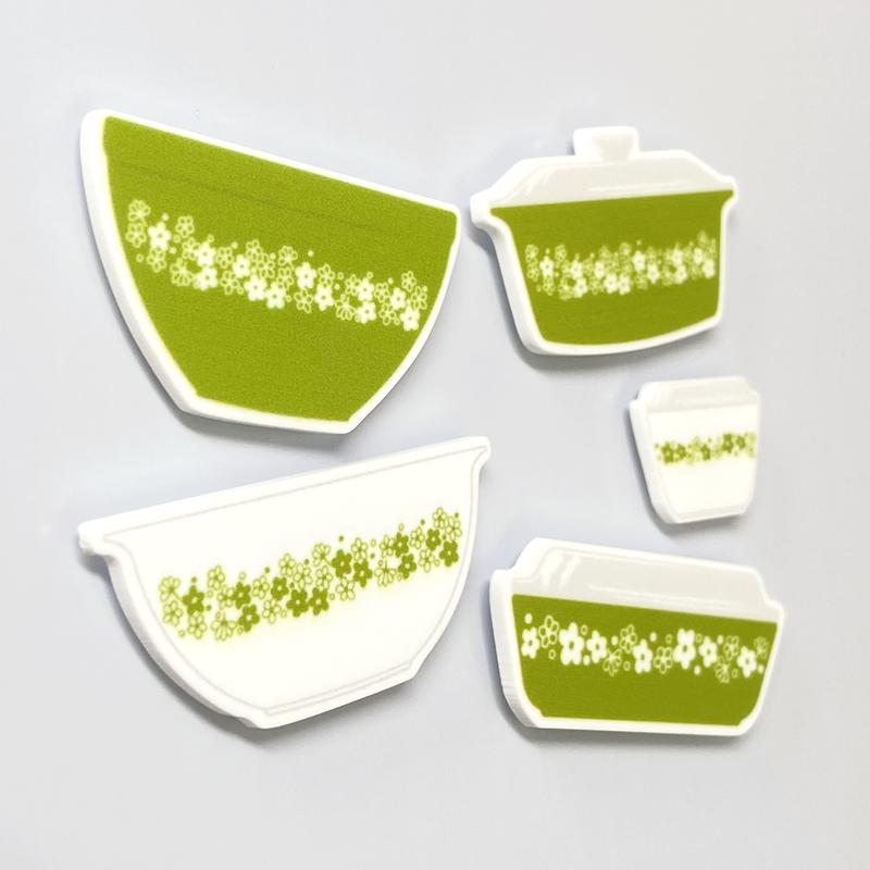 Spring Blossom Pyrex Magnets | Pyrex Crazy Daisy | Vintage Pyrex Mixing Bowls | Pyrex Spring Blossom | Crazy Daisy Pyrex Fridge Magnet Set Kitchen Decor