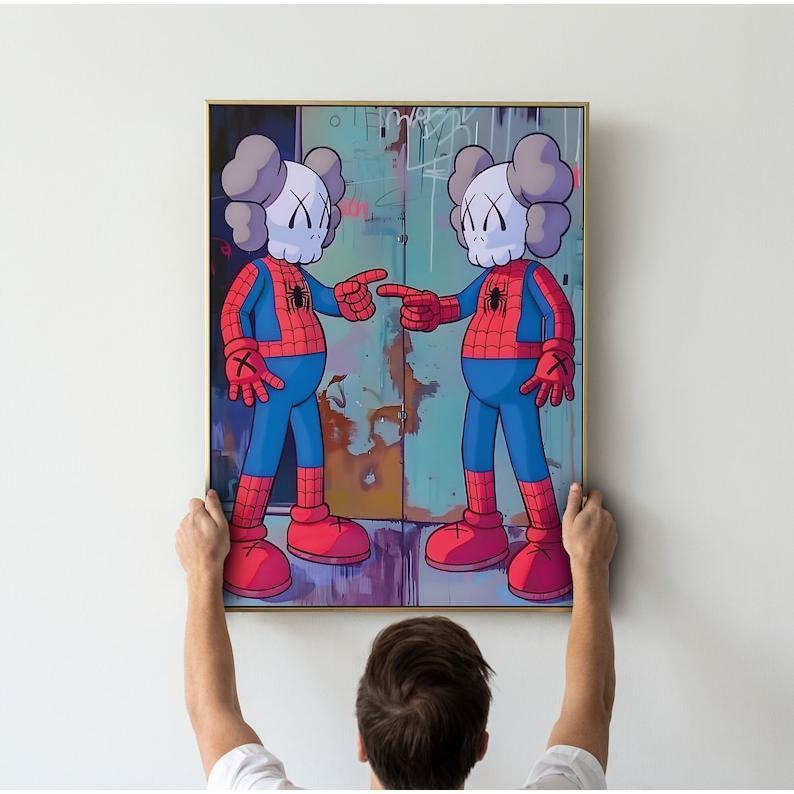 Kaws Spiderman Poster Print rare, Hypebeast Figure, Graffiti, Hypebeast Toys, Kaws picture, graffiti wall art