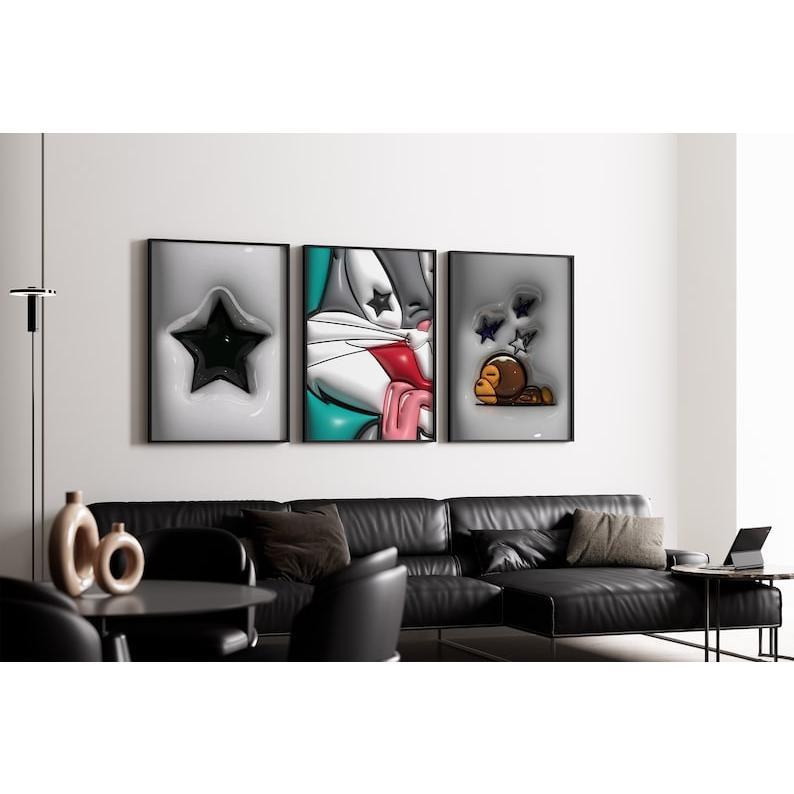 Set of 3 HypeBeast Brand Poster, Trendy Wall Art, Men Room - UNFRAMED POSTER