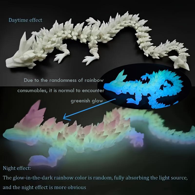 3D Printed Luminous Artificial Crystal Dragon Statue, 1 Count 3D Printed Glow in The Dark Dragon Sculpture Decor Figurine, Decorative Ornament for Home Office Party