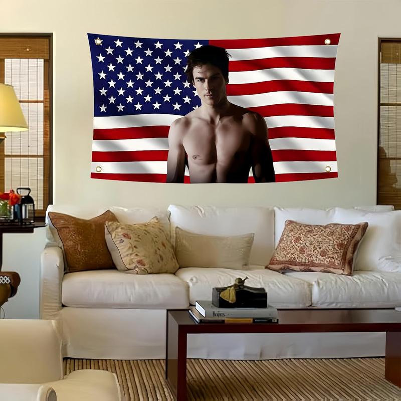 Art Tapestry Damon Wall Hanging Salvatore Flag Ian Tapestry Poster for College Dorm Cave Bedroom Living Room Office Party Decoration merch Somerhalder Fan Gift 36