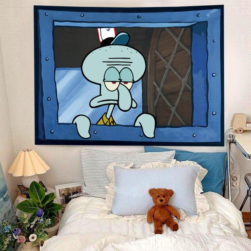 Cartoon Wall Hanging Sponge Bab Squidward Tapestry Flag for Halloween Decoration