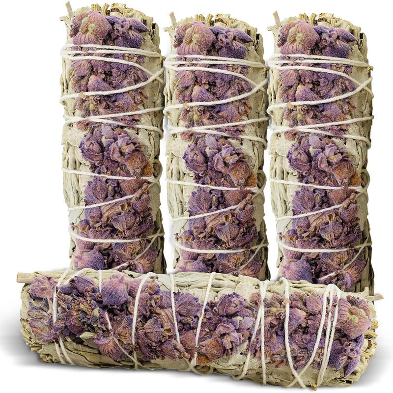 Lavender with White Sage ncense Sticks for Cleansing Negative Energy, Sage Sticks for House Cleansing - Pack of 4 Light Set