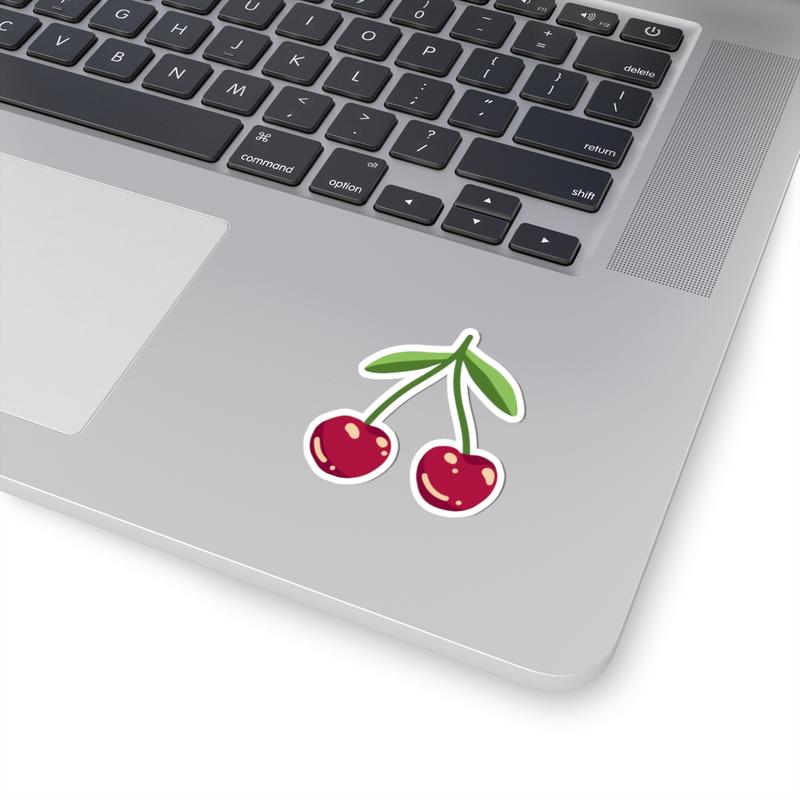 Cherry Kiss-Cut Vinyl Stickers with Smooth Glossy Finish - Cute Decor for Laptops, Journals, and Water Bottles-Great for Gifts