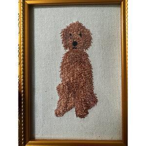 Red Poodle Doodle Machine Embroidered and Framed!