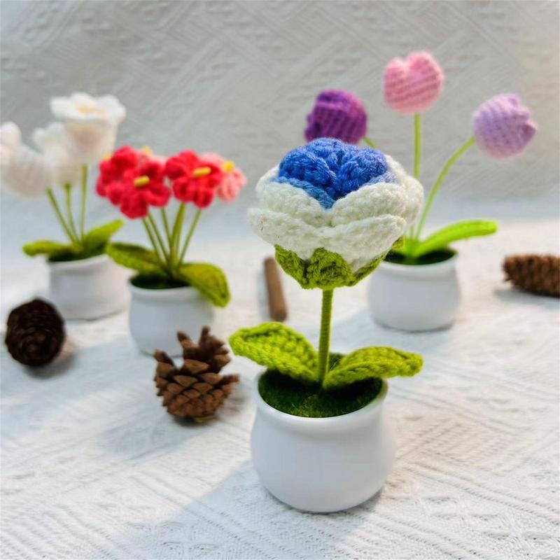 Crochet Flower (1 5counts), Handmade DIY Crochet Flower, Knitted Simulation Flower, Home Decor, Flower Ornament for Home Office Decoration