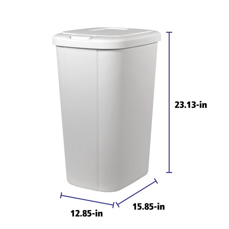 13.3-Gallon White Trash Can with Touch Lid