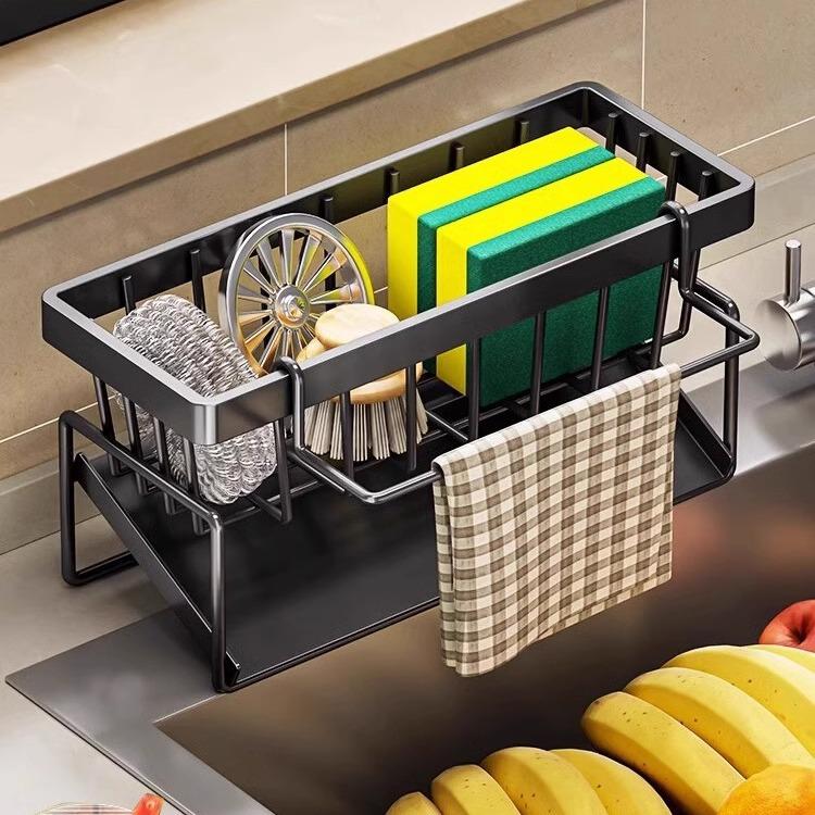 Dishcloth Holder Sink Dishcloth Drainer Dish Sponge Holder Kitchen Cloth Organizer Sponge and Soap Holder Steel Ball Bowl Cloth Iron