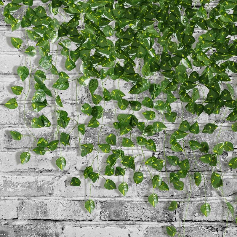 12 Pack Silk Artificial Ivy Vines Leaf Garland Plants Hanging Wedding Garland Fake Foliage Flowers Home Kitchen Garden Office Wedding Wall Decor