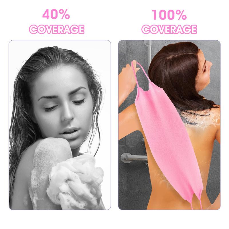 3-Pack Exfoliating Gloves Back Exfoliating Towel Back Washer for Shower Back Scrubber for Shower Skin Washcloth Body Exfoliator Set for Women Men, Pink