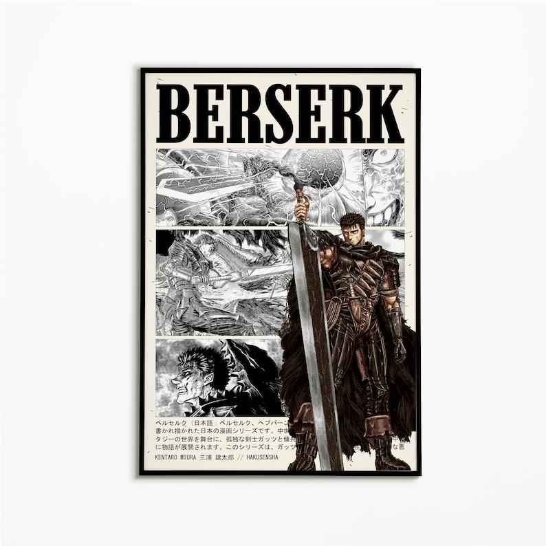 Berserk Poster V2 - Guts Anime Art Print - Framed Manga Wall Decor Artwork - Gift for Anime Fan - Griffith Ornaments Decoration Artistic Room