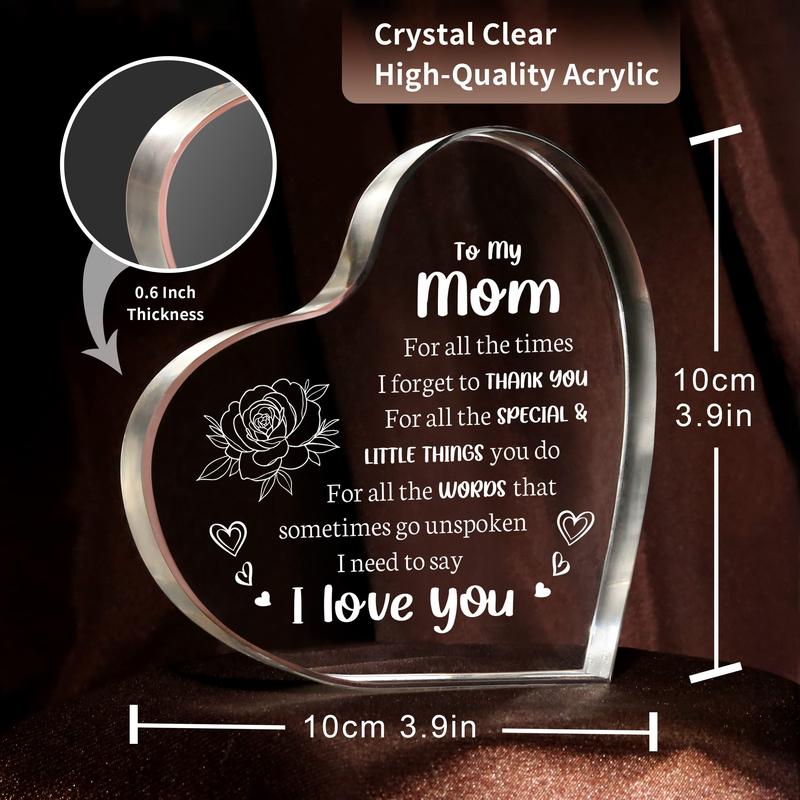 Gifts for Mom, Mom Christmas Gifts - Acrylic Keepsake 3.9x3.9 Inch - I Love You Mom Birthday Gifts from Son - Best Mothers Day Valentines Day Gifts for Mom mini toy