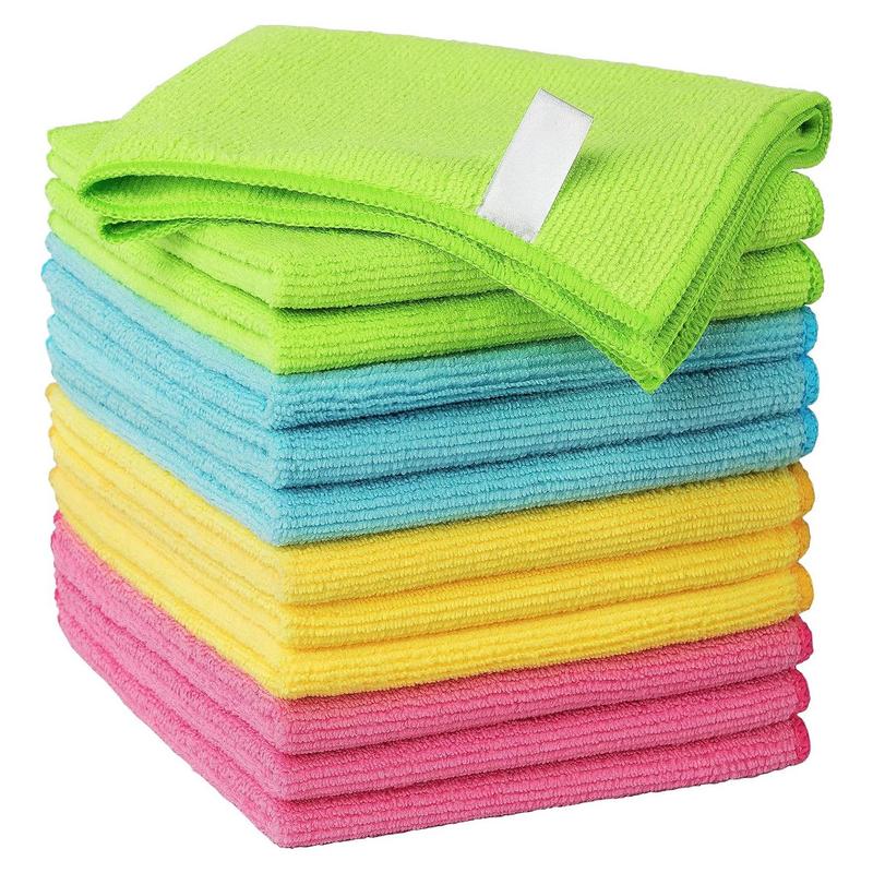 Microfiber Cleaning Cloth (12pcs), Household Cleaning Rags, Multifunctional Soft Absorbent Cleaning Towels for Home Kitchen Bathroom