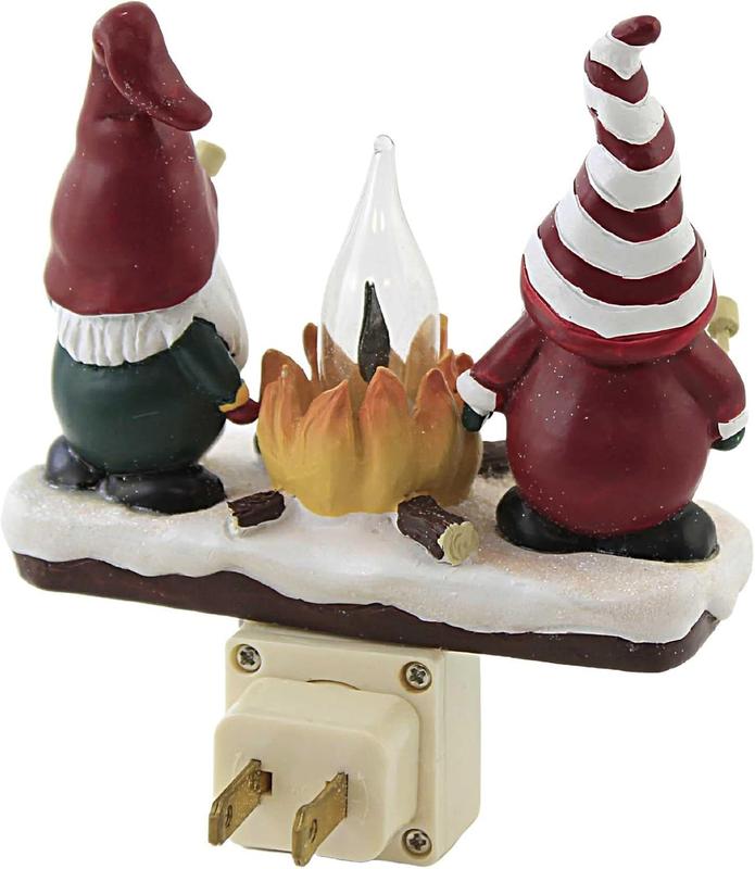 2024 Christmas Gnome Campfire Nightlight: Gnome Night Light Plug into Wall Cute Holiday Design - LED Faux Campfire Lamp Christmas Decoration for Bedroom Living Room Kids Room