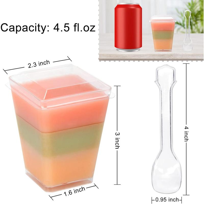 60 Pack 4.5OZ Disposable Parfait Cups with Lids, Clear Transparent Plastics Dessert Cups with Lids and Spoons Sturdy for Pudding Yogurt Fruit Party