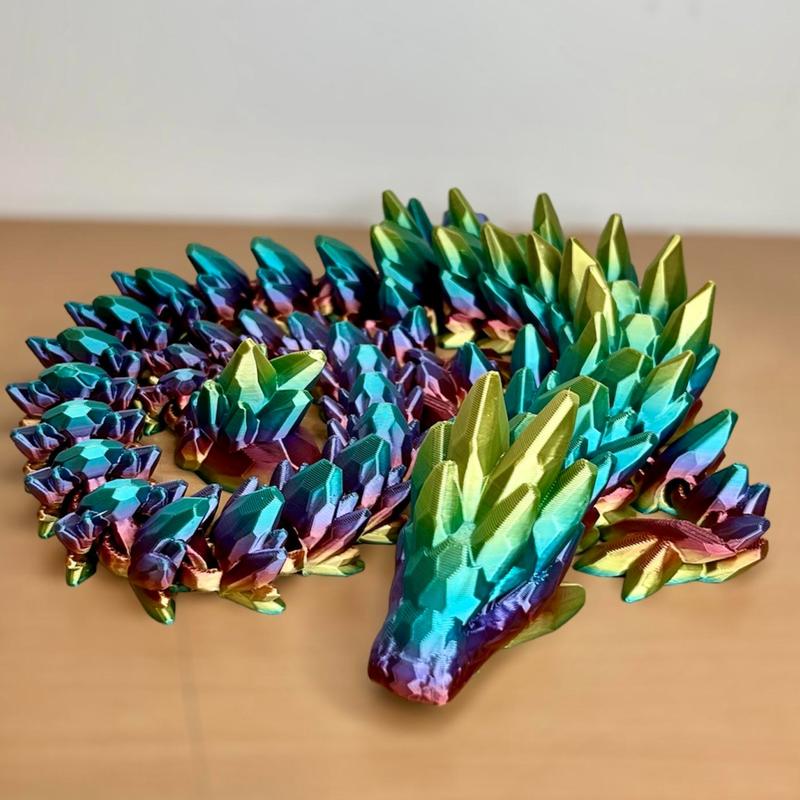 3D Printed Articulated Gemstone Dragon, Different sizes Available, Rainbow Colors Available Decor Gift Lover