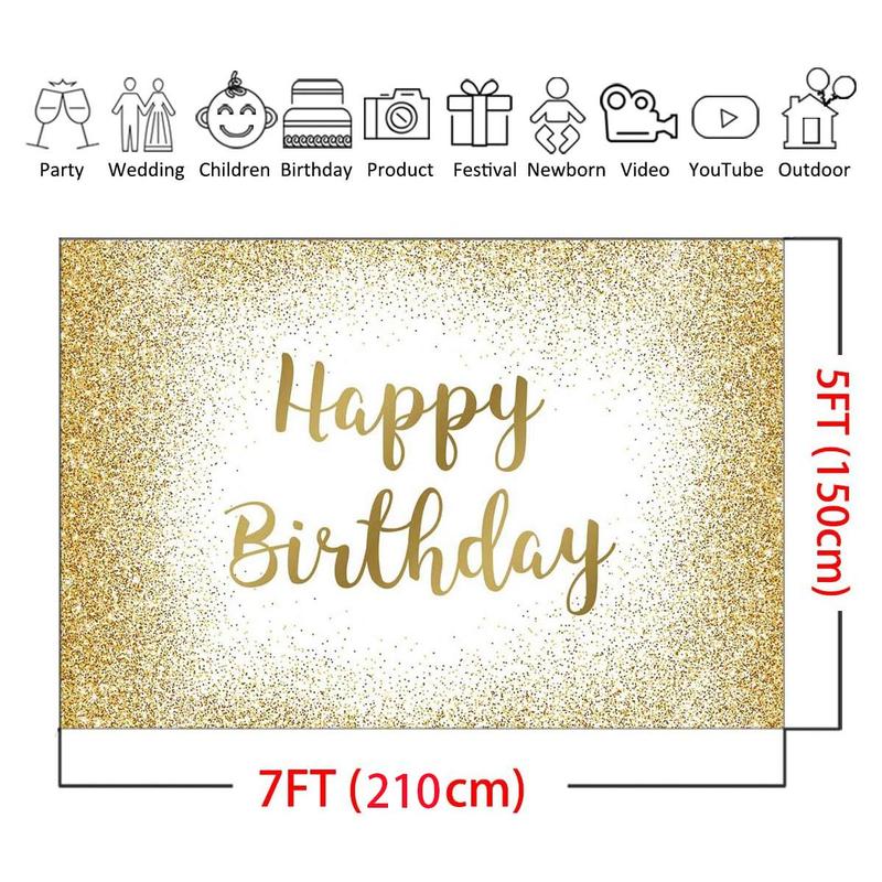 Happy Birthday Background Banner, Glitter Happy Birthday Photo Backdrop, Birthday Party Photo Props, Party Decorations