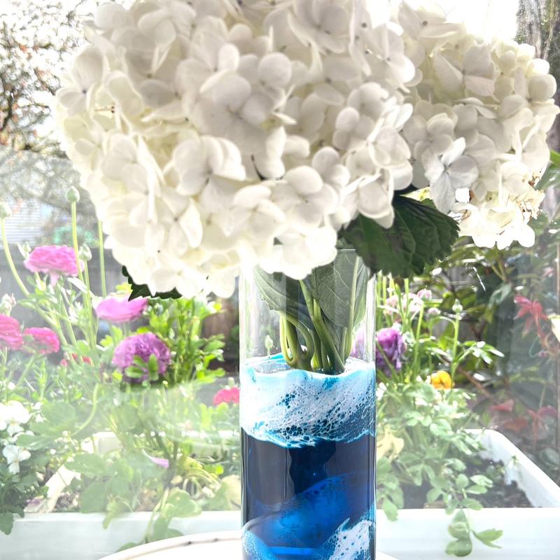 10 inch tall glass vase ocean inspired painted with resin Decor Decorative Flower Gift Transparent Ornaments