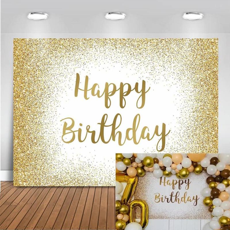 Happy Birthday Background Banner, Glitter Happy Birthday Photo Backdrop, Birthday Party Photo Props, Party Decorations