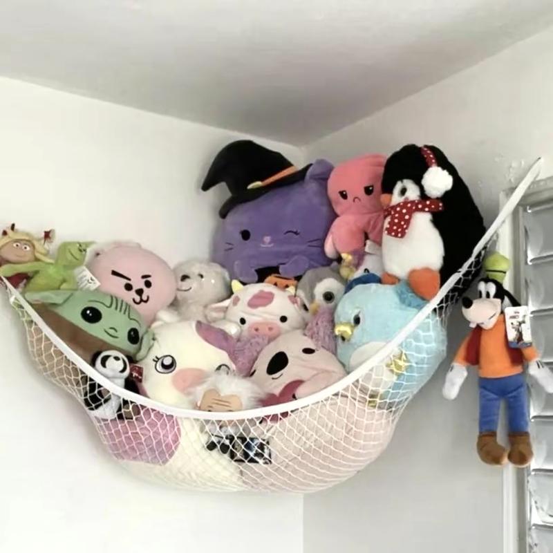 Stuffed Animal Toy Net Hammock for Room Decor, Storage Hammock for Teddy Bear Plush Toys, Hangable Corner Hanging Organizer for Dolls Collection, Easy To Hangwith Anchors & Hooks, Small Space Organizer