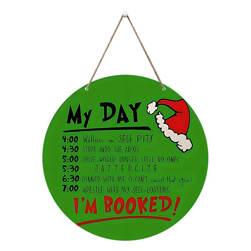 Wooden Christmas Themed Today Planner, Creative Christmas Hanging Ornament, Round Sign Wooden House Plate for Home Party Decoration