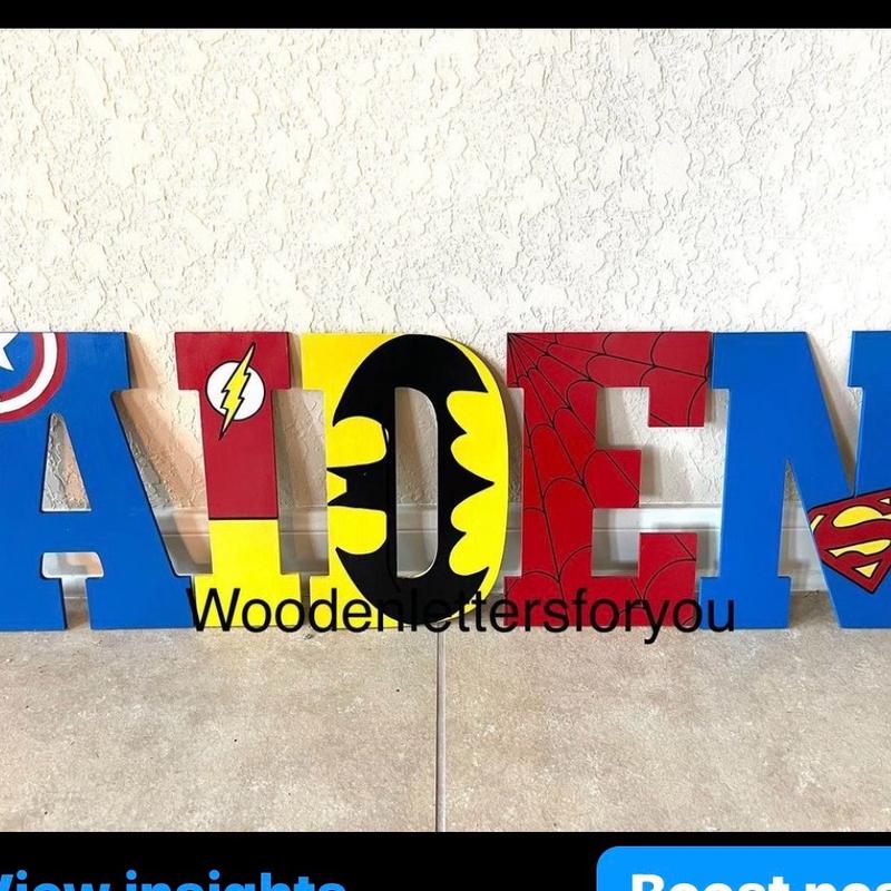 Hand painted superhero letters