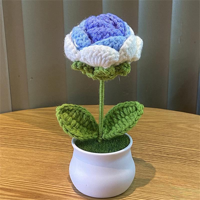 Crochet Flower (1 5counts), Handmade DIY Crochet Flower, Knitted Simulation Flower, Home Decor, Flower Ornament for Home Office Decoration