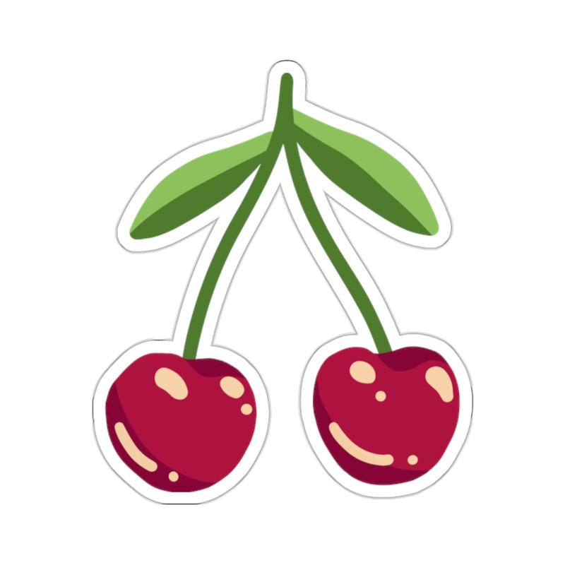 Cherry Kiss-Cut Vinyl Stickers with Smooth Glossy Finish - Cute Decor for Laptops, Journals, and Water Bottles-Great for Gifts