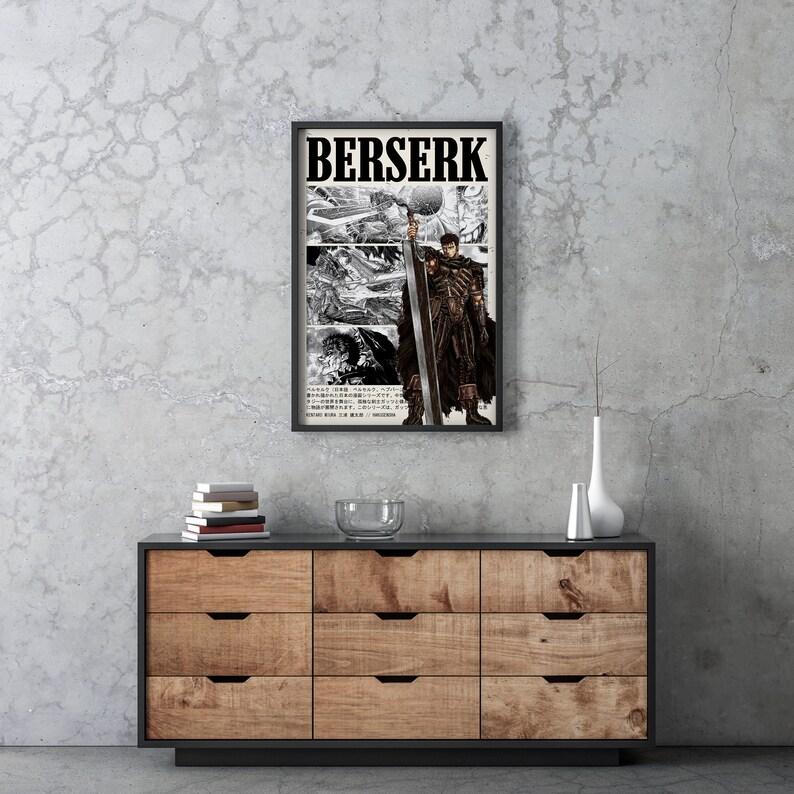 Berserk Poster V2 - Guts Anime Art Print - Framed Manga Wall Decor Artwork - Gift for Anime Fan - Griffith Ornaments Decoration Artistic Room