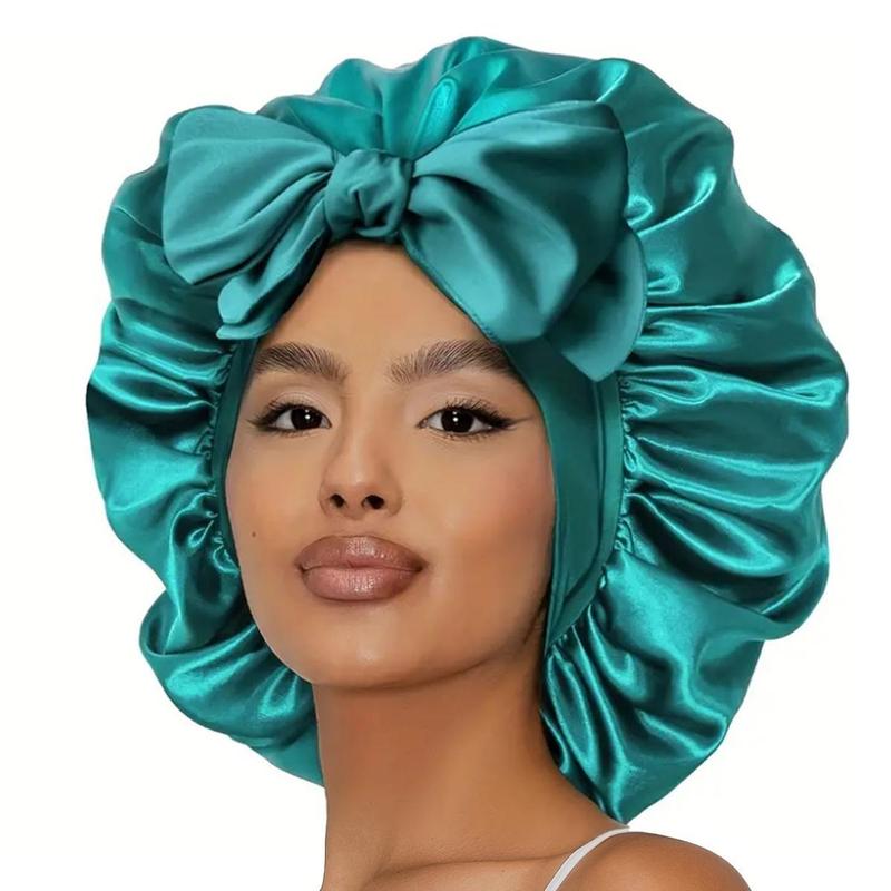 Silk Bonnet for Sleeping Women Satin Bonnet Hair Bonnet Night Sleep Cap Scarf wrap for Curly Hair with Tie Band Black