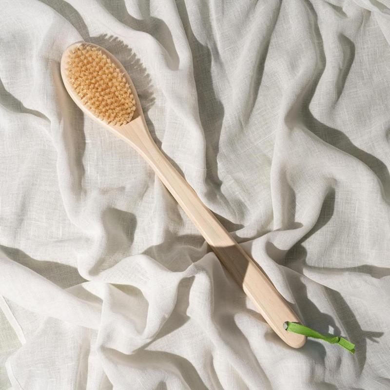 Bristle Bath Brush, Shower Body Brush with Gentle, Stiff Bristles, Long Bamboo Handle, Gently Exfoliating for Back & Body, Stimulates Blood Circulation,  1 Count(Creative Life Pavilion) Accessories