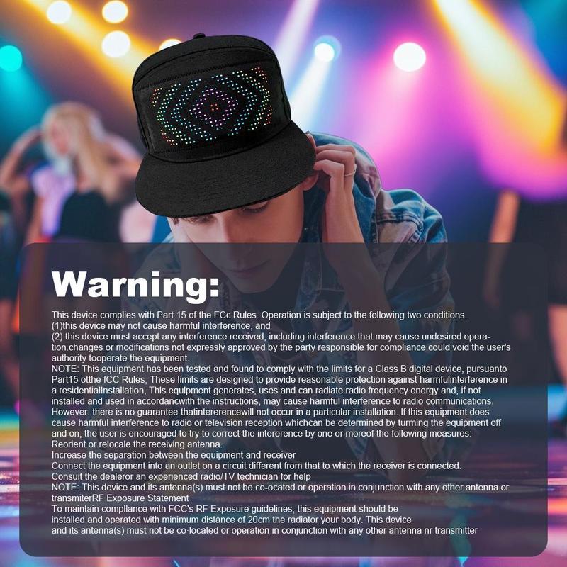 Led Display Hat, 1 Count USB Rechargeable Cool Light Up Hat with Multi-language Text & Image Editing, Party Hat for Street Dance Party, Holiday Party