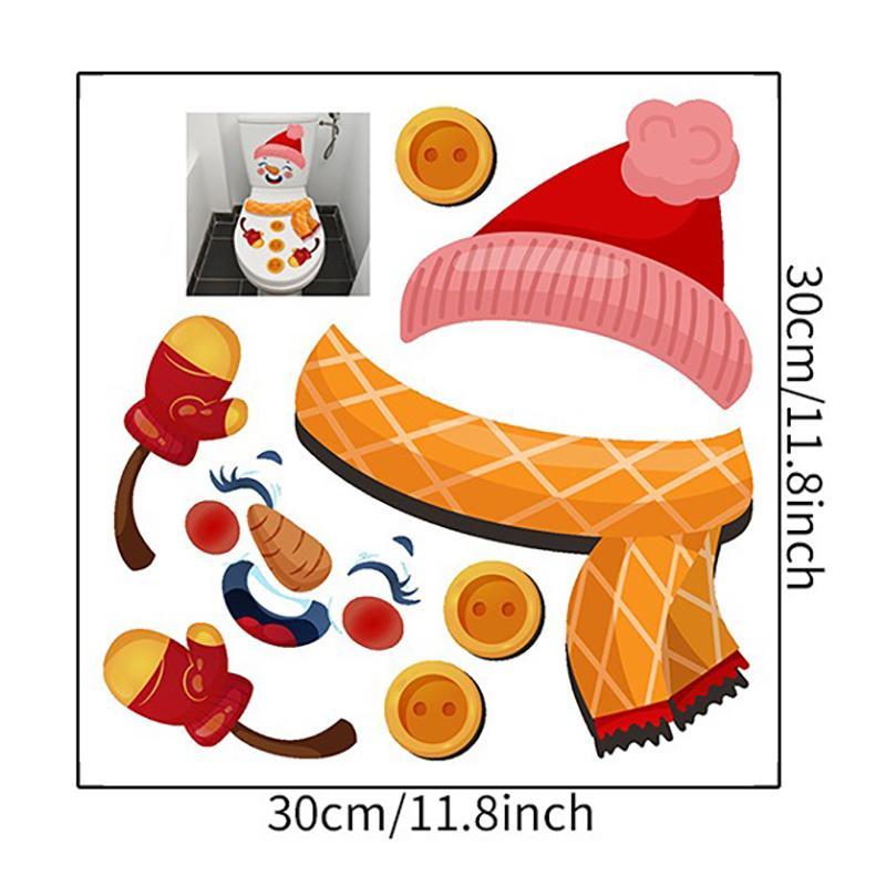 Snowman Design Toilet Sticker, 1 Set Christmas Themed Self Adhesive Toilet Lid Decal, Bathroom Decoration Sticker, Holiday Decoration Supplies