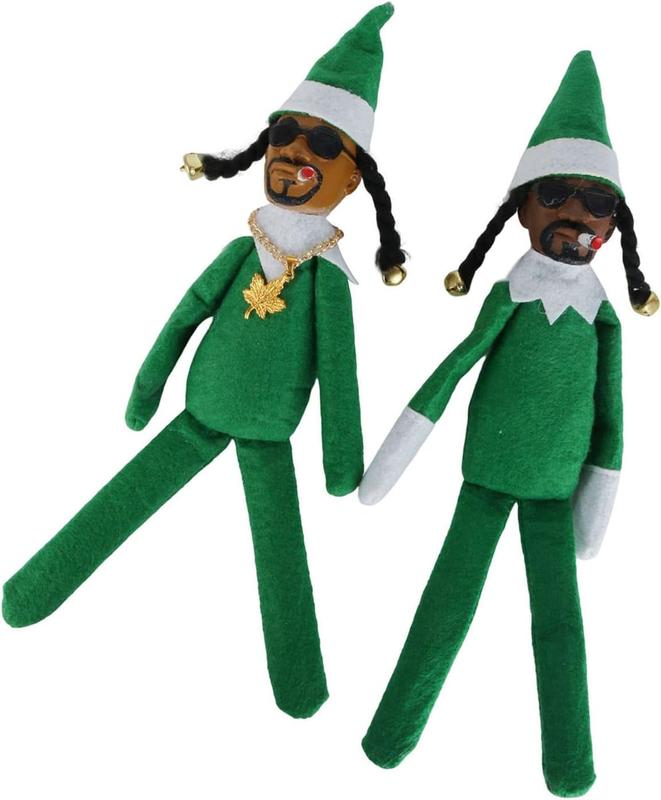 Snoop on a Stoop Christmas Elf Doll Decoration,Handmade Elf Doll, Hip Hop Doll Christmas Ornaments Plush Doll Toy for Christmas Party Holiday Home Garden Decor