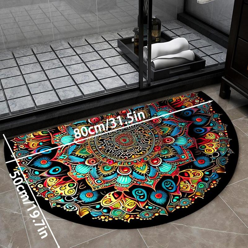 Boho Style Mandala Pattern Bathroom Mat, 1 Count Non-slip Soft Absorbent Rug, Decorative Door Mat for Home Bathroom Living Room Bedroom