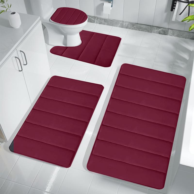 4 Pcs Memory Foam Bath Mat Toilet Mats Bathroom Rugs Soft Comfortable Bathroom Rugs Water Absorption Non Slip Thick Machine Washable Easier To Dry Santa Claus