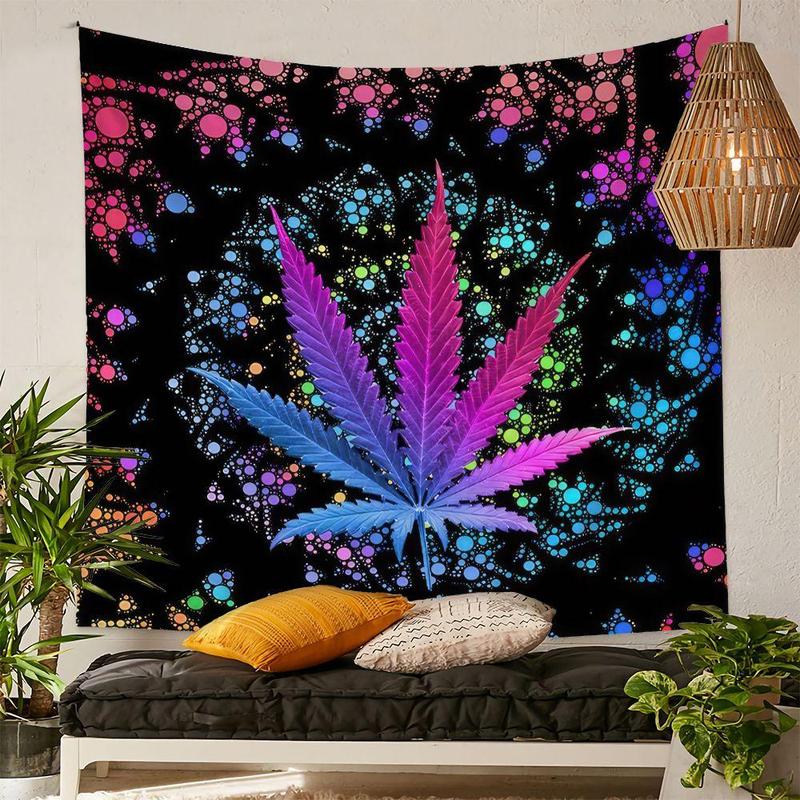 Leaf Pattern Tapestry, Colorful Wall Hanging Blanket, Wall Art Decor for Home Living Room Bedroom