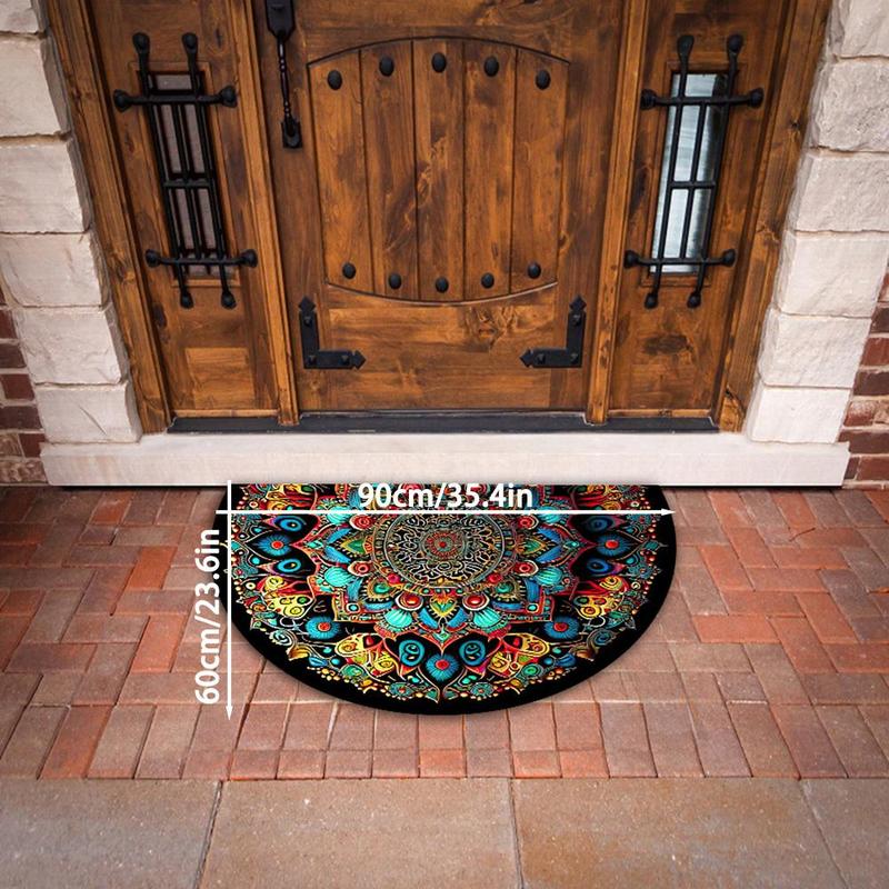 Boho Style Mandala Pattern Bathroom Mat, 1 Count Non-slip Soft Absorbent Rug, Decorative Door Mat for Home Bathroom Living Room Bedroom