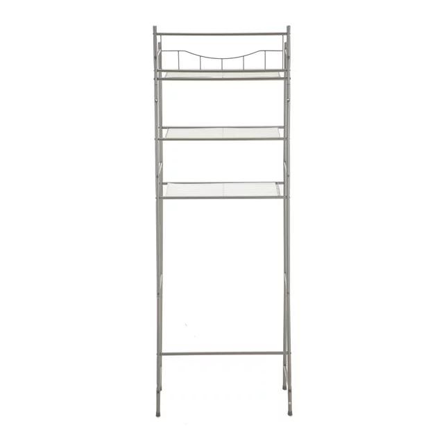 Over the Toilet Steel 3-Shelf Storage Shelf Unit, Satin Nickel Finish for Adults